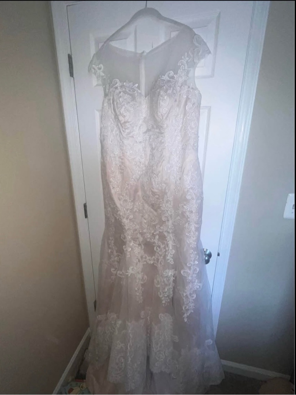 Elegant Lace Overlay Bridal Gown in Ivory